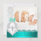 Jade Aquamarin White Lace Foto Einladung (Vorderseite)