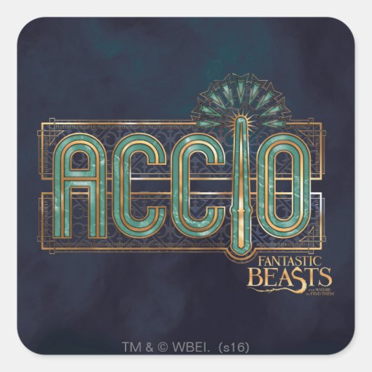 Jade Art Deco ACCIO™ Spell Graphic Quadratischer Aufkleber (Vorderseite)