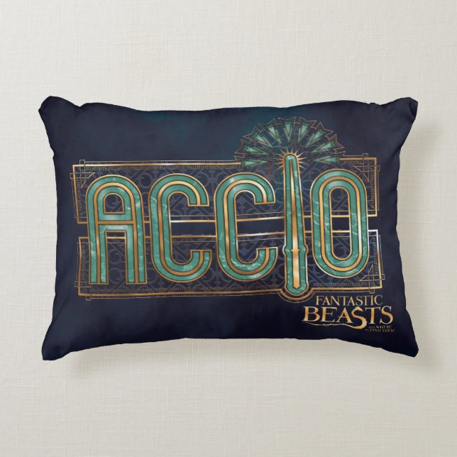Jade Art Deco ACCIO™ Spell Graphic Zierkissen (Vorderseite)