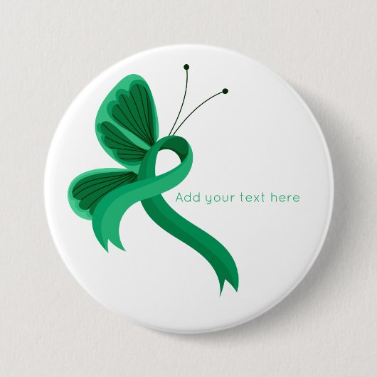 Jade Awareness Ribbon Butterfly Button (Vorderseite)