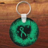 Jade Awareness Ribbon Grunge Herz Schlüsselanhänger (Vorderseite)