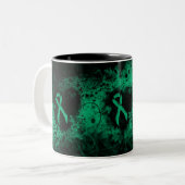 Jade Awareness Ribbon Grunge Herz Zweifarbige Tasse (Vorderseite Links)
