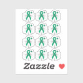 Jade Awareness Ribbon mit Butterfly Aufkleber (Blatt)
