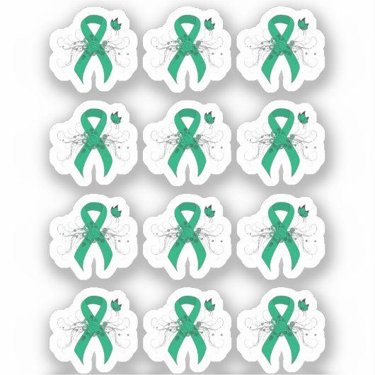 Jade Awareness Ribbon mit Butterfly Aufkleber (Vorderseite)
