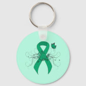 Jade Awareness Ribbon mit Butterfly Schlüsselanhänger (Vorderseite)