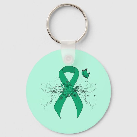 Jade Awareness Ribbon mit Butterfly Schlüsselanhänger (Vorderseite)