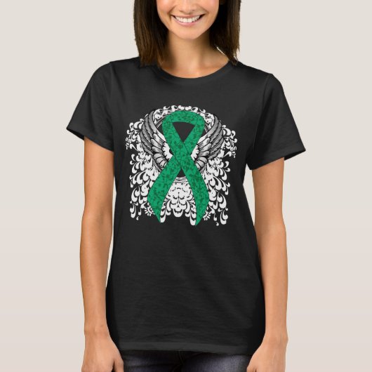 Jade Awareness Ribbon mit Flügen T-Shirt (Vorderseite)