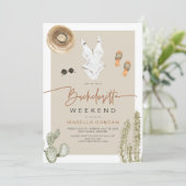 JADE Bohemisch Wüste Cactus Bachelorette Itinerary Einladung (Stehend Vorderseite)