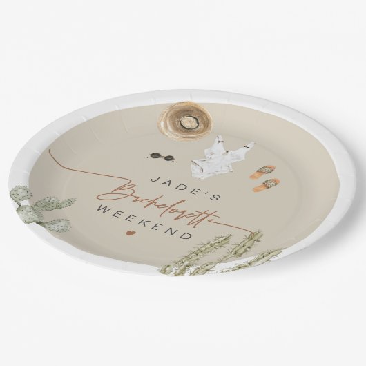 JADE Boho Wüste Cactus Scottsdale Vor dem Schleier Pappteller (Schrägansicht)