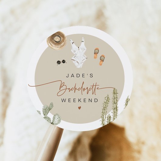 JADE Boho Wüste Cactus Scottsdale Vor dem Schleier Runder Aufkleber