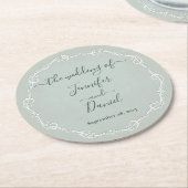 Jade Bride Embossed + Groom Wedding Paper Unterset Runder Pappuntersetzer (Angewinkelt)