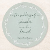 Jade Bride Embossed + Groom Wedding Paper Unterset Runder Pappuntersetzer (Vorderseite)