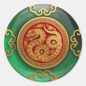 Jade Chinese New Year of the Snake Runder Aufkleber (Vorderseite)