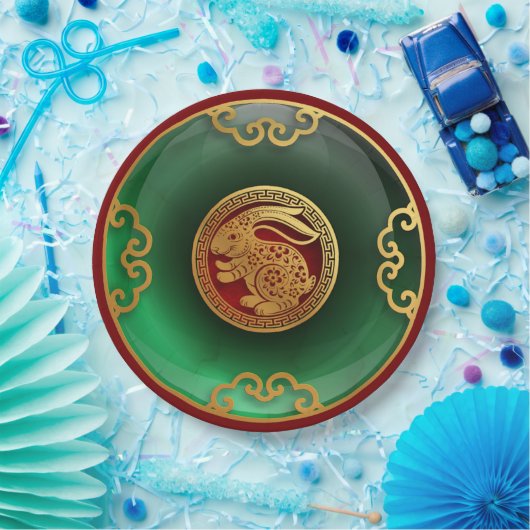 Jade Chinesisches Neujahr des Kaninchens Pappteller (Party)