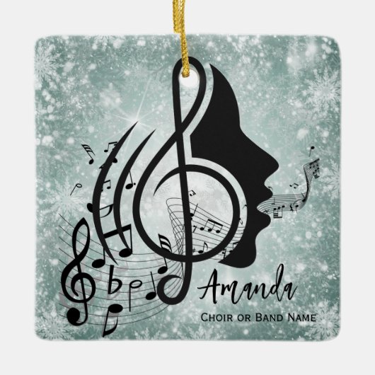 Jade Choir Director Gifts Musical Notes Christmas Keramikornament (Vorderseite)