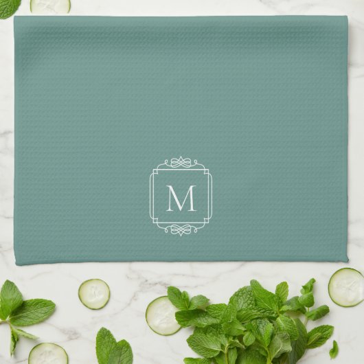 Jade | Classic Frame Monogram Geschirrtuch (Gefaltet)