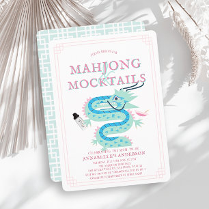 Jade-Drache Rosa Chinoiserie Mahjong Baby Shower Einladung