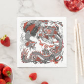 Jade Dragon and Gold Phoenix playing with a pearl Serviette (Beispiel)