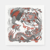 Jade Dragon and Gold Phoenix playing with a pearl Serviette (Vorderseite)