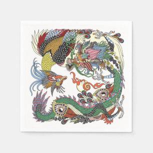 Jade Dragon und Gold Phoenix spielen mit einer Per Serviette
