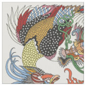 Jade Dragon und Gold Phoenix spielen mit einer Per Stoff (Nahaufnahme)