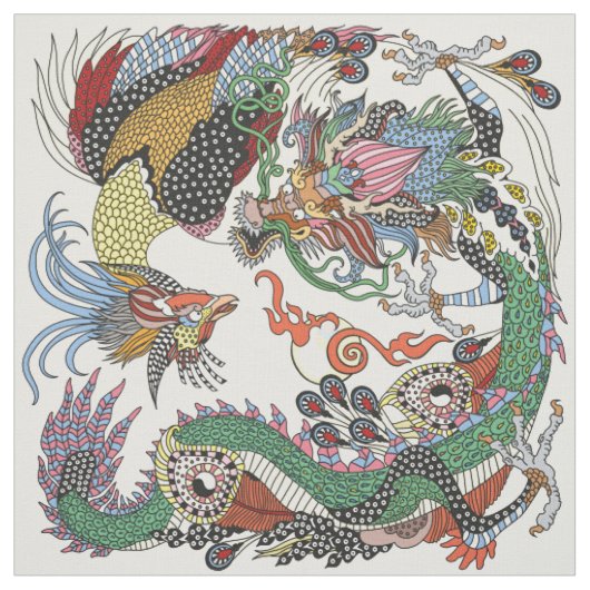 Jade Dragon und Gold Phoenix spielen mit einer Per Stoff (Muster)