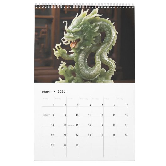 Jade Dragons – 2026 Calendar Kalender (Mär 2026)