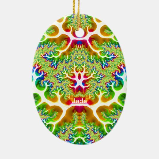 JADE ~ EASTER EGG ~ mehrfarbiges Fraktal ~ Keramik Ornament (Hinten)