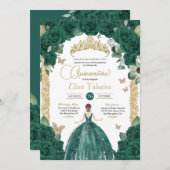 Jade Emerald Green Butterfly Princess Quinceanera Einladung (Vorne/Hinten)
