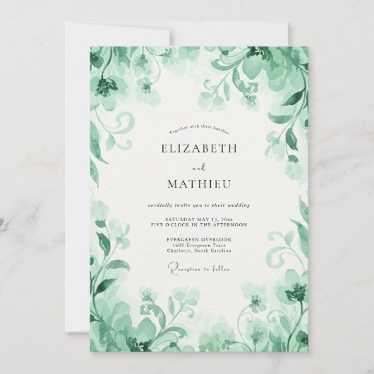 Jade-Eukalyptus-Hochzeit Einladung (Vorderseite)