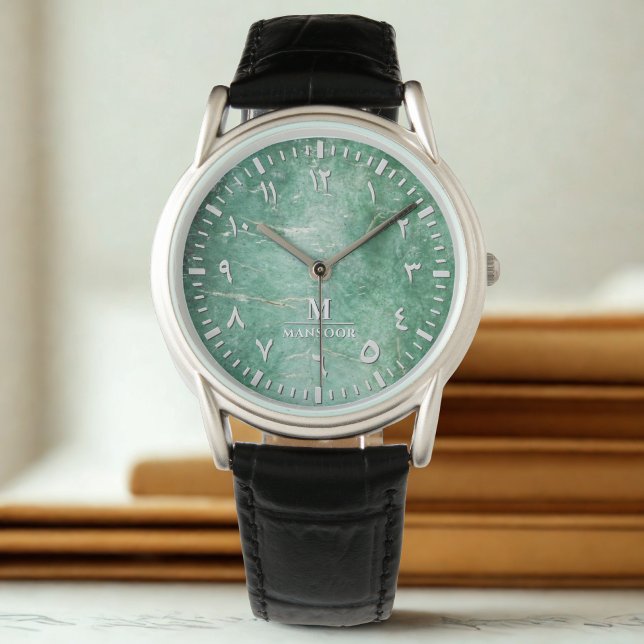 Jade Face Men's Watch mit arabischen Zahlen - Gesc Armbanduhr (Von Creator hochgeladen)