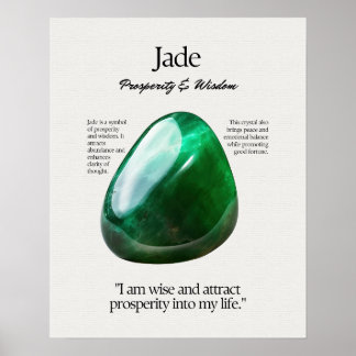 Jade Gem Crystal Meaning Card Poster