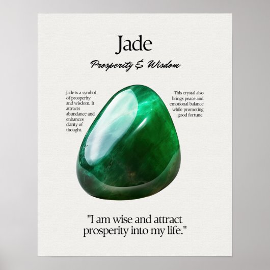 Jade Gem Crystal Meaning Card Poster (Vorne)
