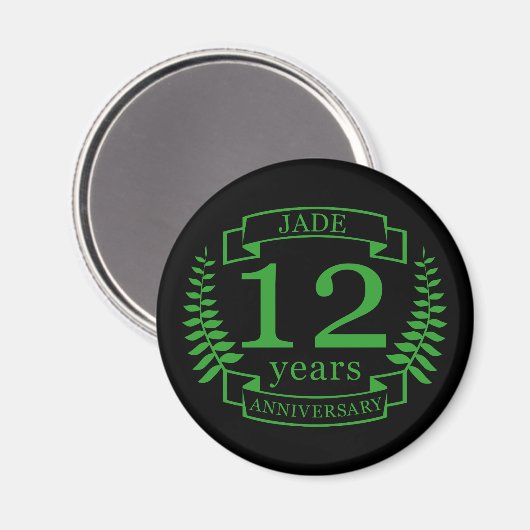 Jade Gemstone Hochzeitstag 12 Jahre Magnet (Vorderseite/Rückseite)