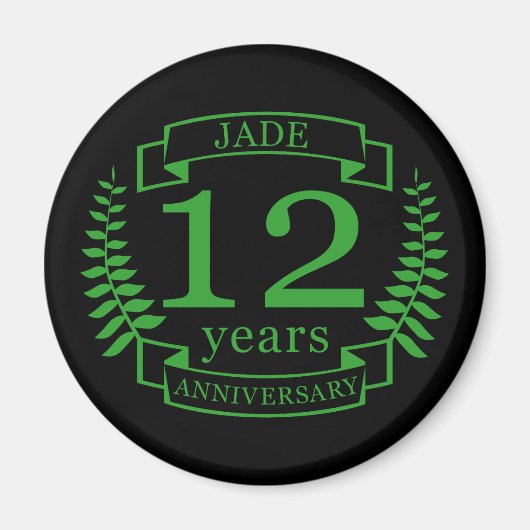 Jade Gemstone Hochzeitstag 12 Jahre Magnet (Vorne)