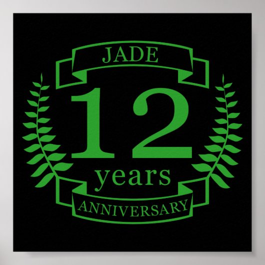 Jade Gemstone Hochzeitstag 12 Jahre Poster (Vorne)