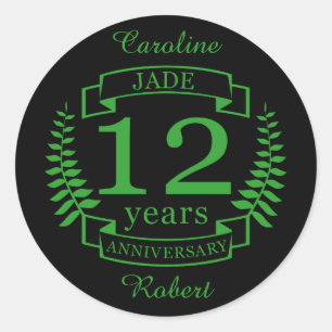 Jade Gemstone Hochzeitstag 12 Jahre Runder Aufkleber
