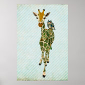 Jade Giraffe & Owl Art Poster (Vorne)