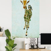 Jade Giraffe & Owl Art Poster (Heimbüro)