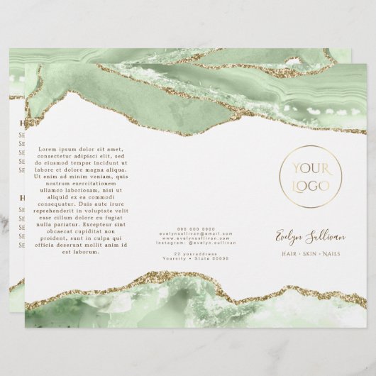 Jade green agate Broschüre (Vorne/Hinten)