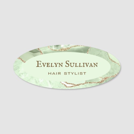 Jade Green Agate Name Tag Namensschild (Vorderseite)