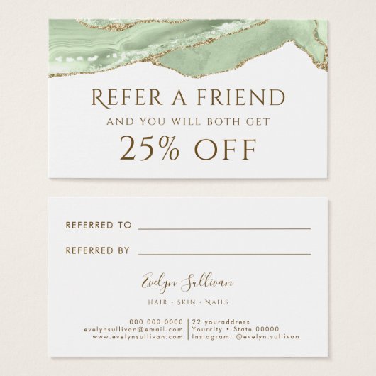 Jade Green Agate Referenzkarte (Vorne & Hinten)