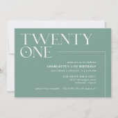 Jade Green Aquamarin | Einfache moderne 21 Geburts Einladung (Vorderseite)