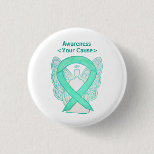 Jade Green Awareness Ribbon Angel Button Buttone