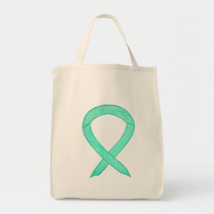 Jade Green Awareness Ribbon Art Custom Toag Tag Tragetasche