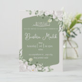 Jade green & Blume Islamische Ameen laden ein Einladung (Stehend Vorderseite)