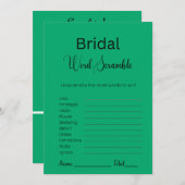 Jade Green Bridal Word Scramble Game Einladung (Vorne/Hinten)