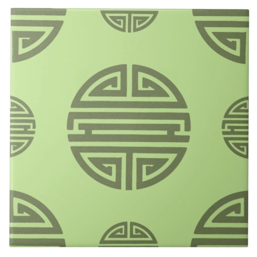 Jade Green Chinese Shou Langlebigkeitsfigur Fliese (Vorderseite)