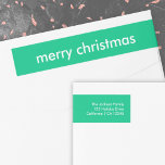 Jade Green Christmas | Vibrant Minimal Address<br><div class="desc">Einfache, stilvolle "fröhliche Weihnachten"-Zitat umhüllen das Adressetikett mit moderner Typografie in Weiß auf einem hellgrünen Hintergrund in einem minimalistischen skandinavischen Stil. Das Label kann leicht mit Ihrem eigenen Gruß, Rücknamen und Adresse personalisiert werden, um ein wirklich maßgeschneidertes Weihnachtslabel für die festliche Saison zu bilden, das mit unseren passenden Urlaubskarten koordiniert...</div>