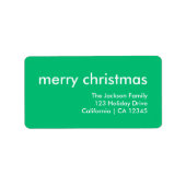 Jade Green Christmas | Vibrant Minimal Address Adressaufkleber (Vorne)